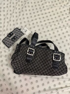 XOXO Black and Gray Monogram Shoulder Bag with Matching Wallet